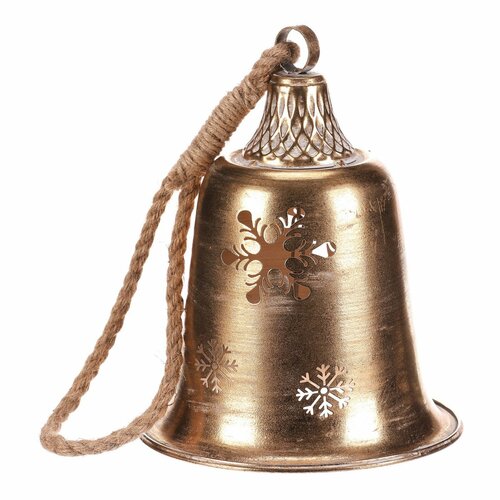 Clopot metalic suspendat, auriu, 20 x 20 x 58 cm