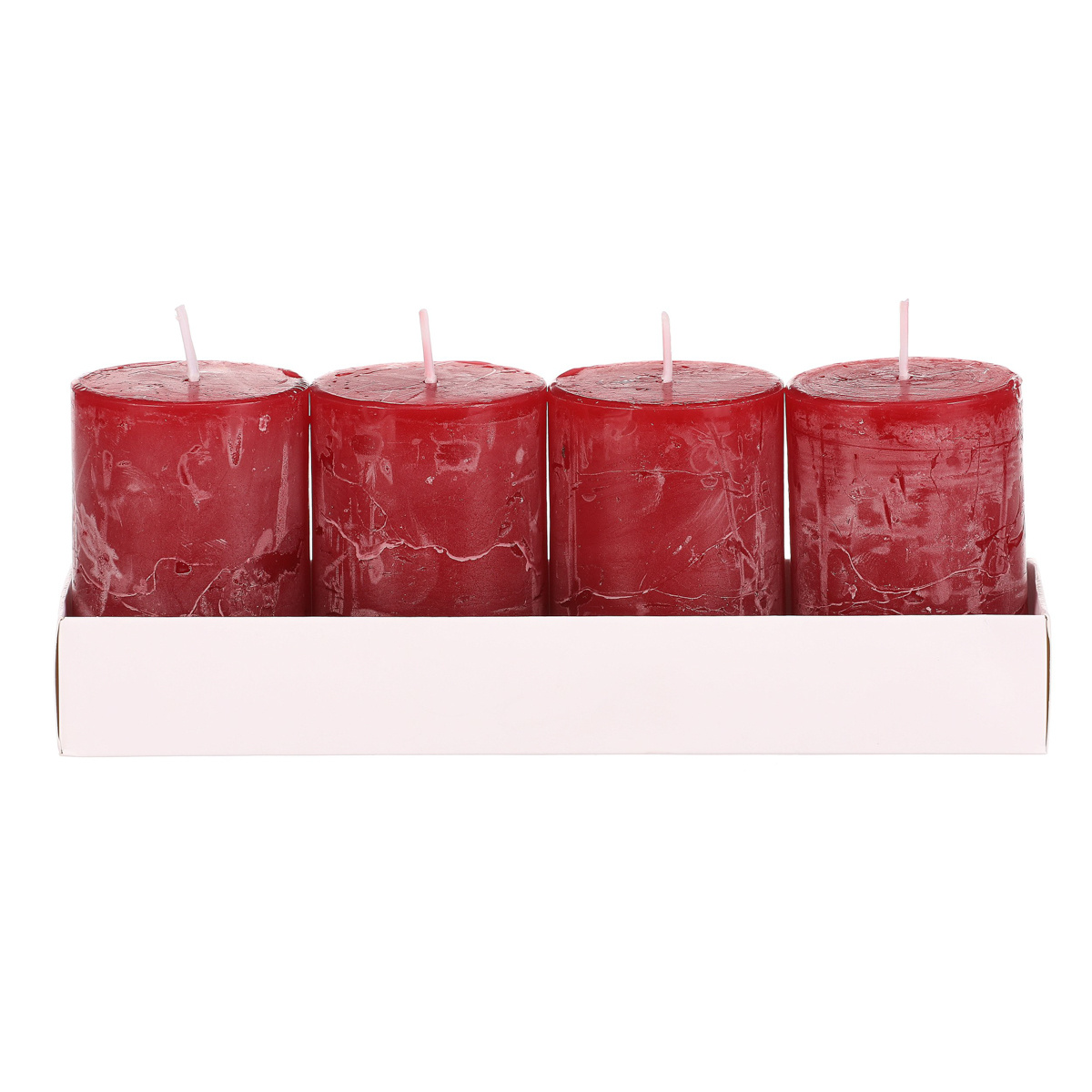 Zestaw świec, czerwone, 4 szt., parafinowe