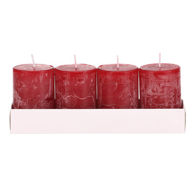 Zestaw świec, czerwone, 4 szt., parafinowe