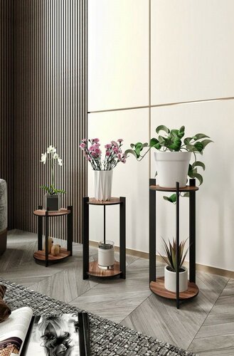 Stojak na kwiaty Flower Desk Round – orzech