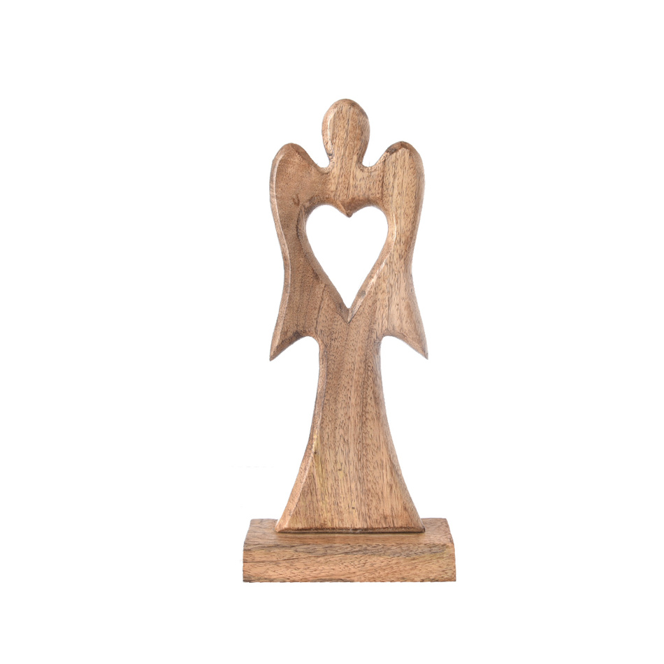InDecor Mangófából készült angyal szívvel, 32,5 x14 x 5 cm akciós termékkép 1