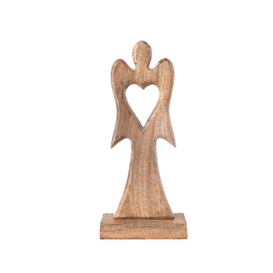 InDecor Angel iz mangovega lesa s srcem, 32,5 x 14x 5 cm