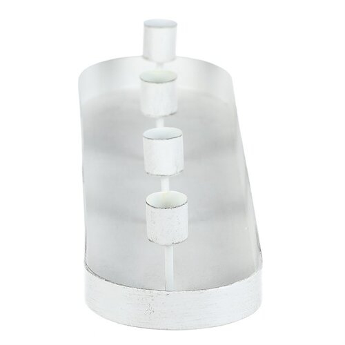 Fém gyertyatartó 4 kúpos gyertyához, ovális,fehér, 43 x 10 x 6 cm