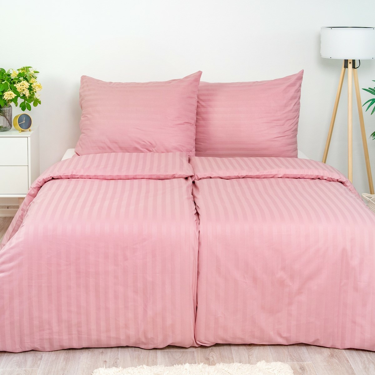 Lenjerie de pat Stanex atlas grádl roz , 140x 220 cm, 70 x 90 cm, 140 x 220 cm, 70 x 90 cm