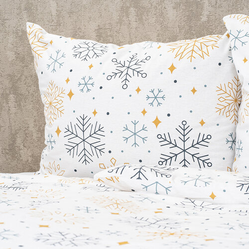 4Home Flanelno posteljnino Frosty snowflakes, 140x 200 cm, 70 x 90 cm