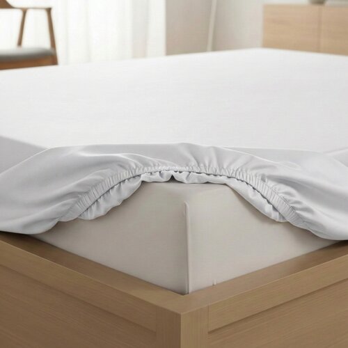 Kvalitex Cearșaf din satin cu elastic alb, 100 x200 cm