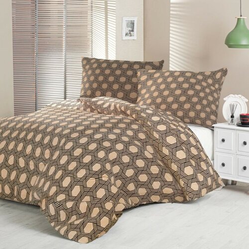 Kvalitex Lenjerie de pat din satin Luxury Collection Carero bej, 140 x 200 cm, 70 x 90 cm