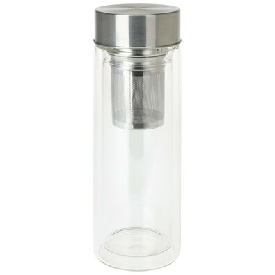 Glas-Trinkflasche mit Doppelwand und Filter, 300 ml