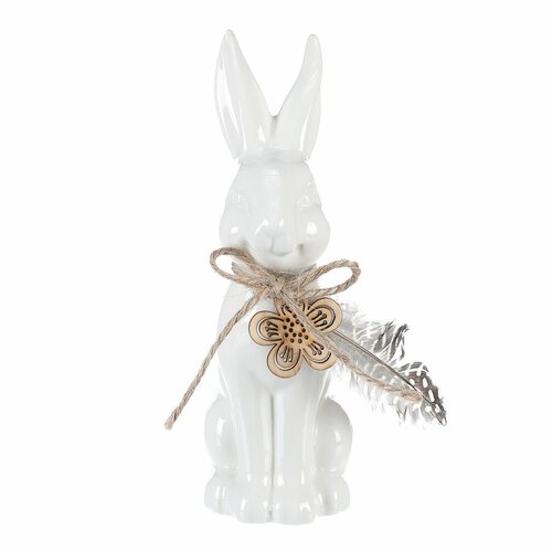 Keramikfigur „Hase“, weiß, 7 × 15 × 5 cm