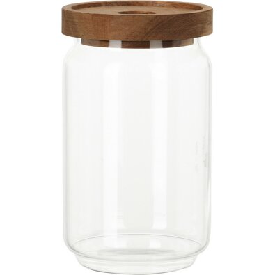 Borcan de sticlă cu capac din lemn de salcâm 700ml