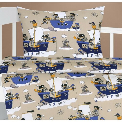 Bellatex Dziecięca pościel bawełniana do łóżeczka Agáta Marynarz niebieski, 90 x 135 cm, 45 x 60 cm