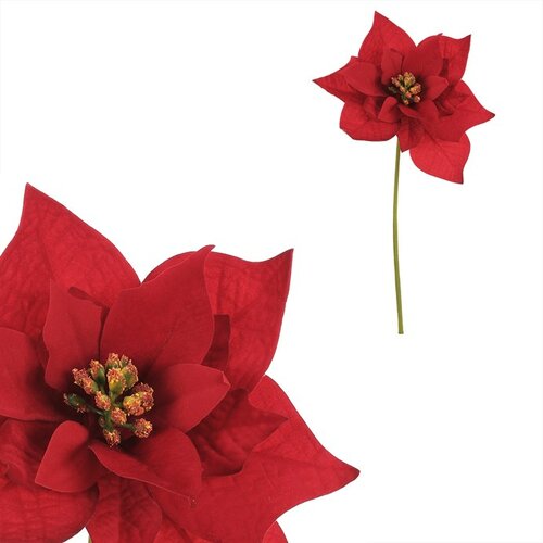 Set de Flori de Crăciuniță pe tulpină, 2 bucăți, roșii, 32 cm