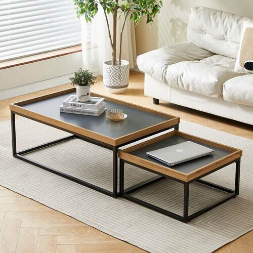 Couchtisch mit Kante und umlaufendem Untergestell, 100 x 60 x 39 cm