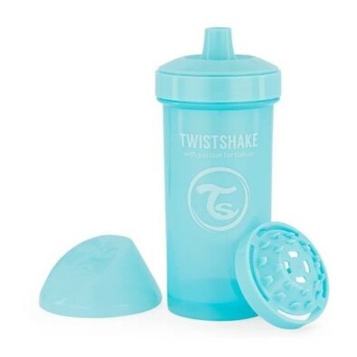Twistshake Neizlivna steklenica s pokrovčkom 360ml 12 m+, modra