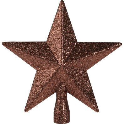 Szpic choinkowy Glitter star brązowy, 19 x 19 x 5 cm
