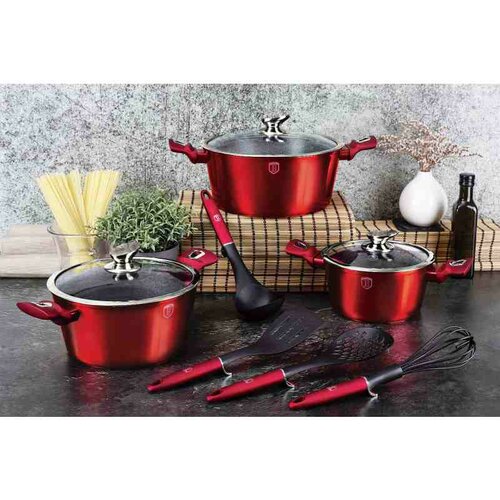 Berlinger Haus 10-częściowy zestaw naczyń Burgundy Metallic Line