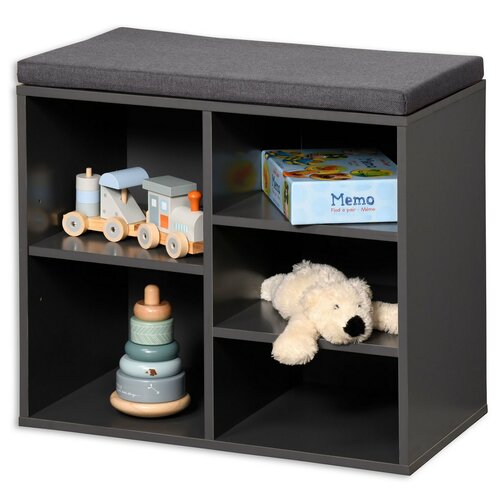 Kesper 15913 Schuhschrank mit Sitzkissen, grau, 51,5 x 48 x 29,5 cm