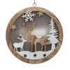 Drewniana zawieszka z lampką LED Fawn, 13 x 13 x2,5 cm