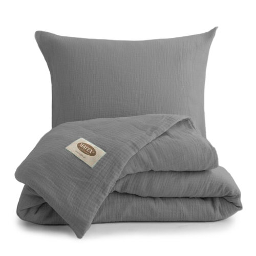 MATEX Muszlin ágyneműhuzat sötétszürke, 140 x 200 cm, 70 x 90 cm