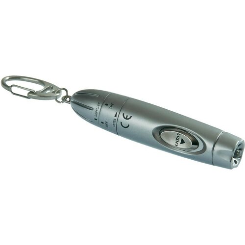 Odstraszacz komarów z latarką srebrny, 9 x 2,5 x 2 cm