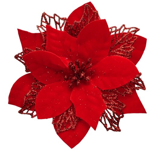 Decorațiuni de Crăciun Poinsettia cu răzuitorroșu, set de 6