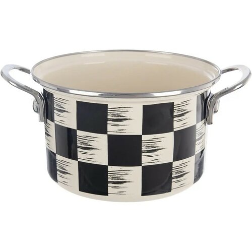 Orion Emaillierter Topf Schachbrett Rand, 2 l, Durchmesser 18 cm