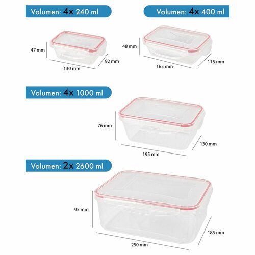 Classbach 14-teiliges Kunststoffbehälter-Set FHD 4009