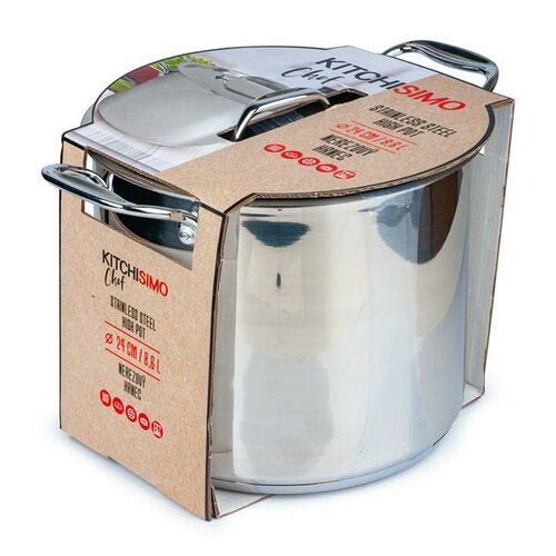 Kitchisimo Chef rozsdamentes acél edény fedővel , 8,6 l, 24 cm termék 2. képe