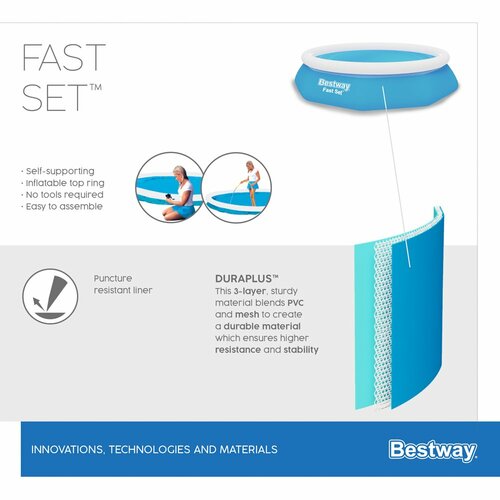 Bestway 57448 Aufblasbarer Pool Fast Set , 244 x 61 cm