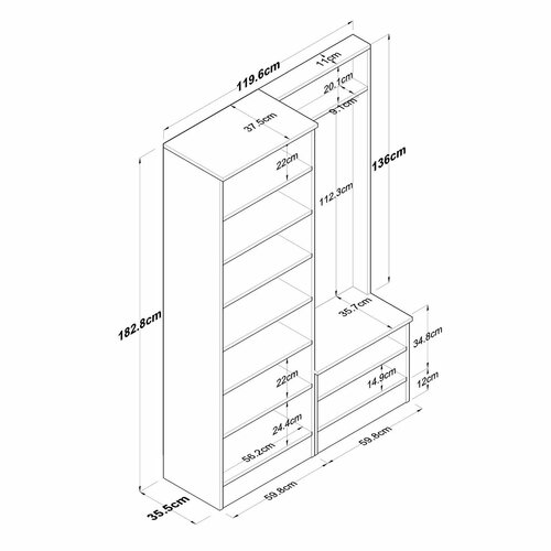Set de hol Pone White and Walnut II
