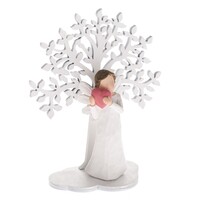 Dekoracja Aniołek z sercem przy drzewie, 15 cm