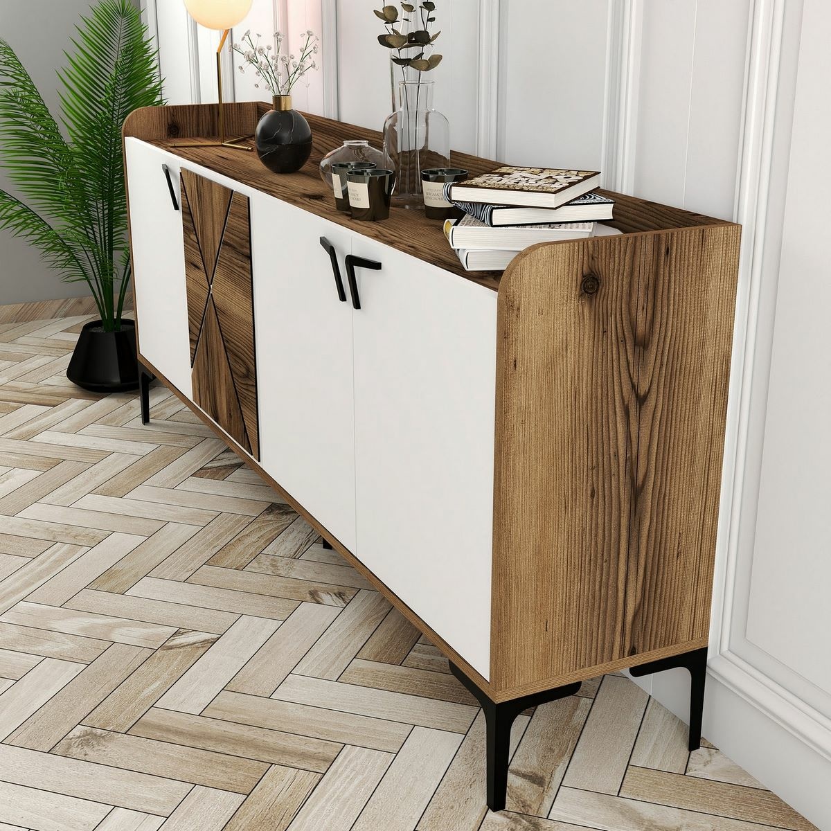 Skrinka Venedik Walnut and White