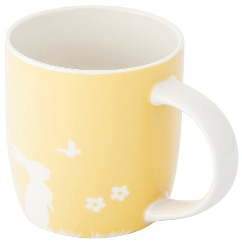 Altom Porcelánový hrnek Zajíc s motýlem, 360 ml,žlutá
