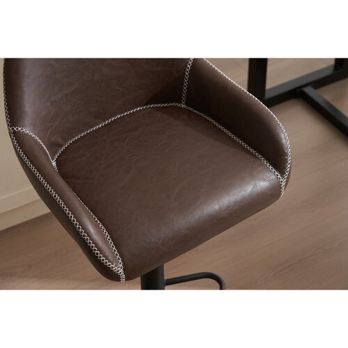 Scaun de bar din piele ecologică B-716 BR3, maro