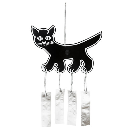 Plastia madárijesztő macska  41 x 28 cm fekete