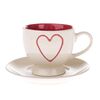 Filiżanka ceramiczna ze spodkiem Red Heart,  200 ml