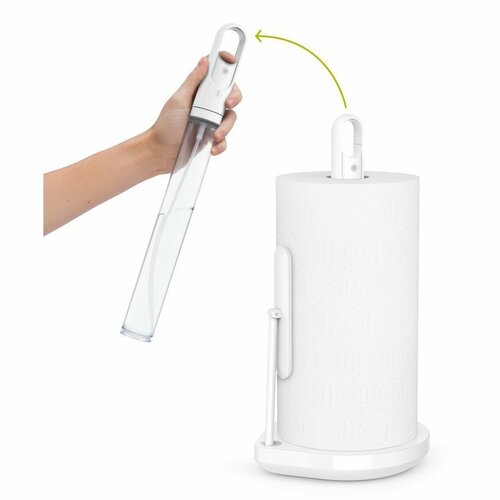 Simplehuman Papierhandtuchhalter + Sprühflasche für Reinigungsmittel, weißer Stahl