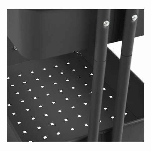 Cărucior de baie cu roți Compactor Grena3 rafturi, 43 x 34,8 x 75 cm, negru