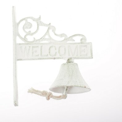 Závěsný litinový zvonek Welcome, 17 x 21 x 9 cm