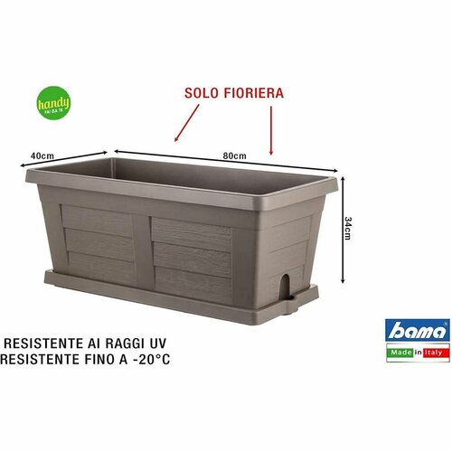 Jardinieră de grădină cu volum mare Bama Legno cappuccino, 80 x 40 x 35 cm