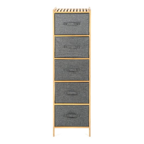 G21 Bambusový regál s košíkmi, 5 políc, sivá