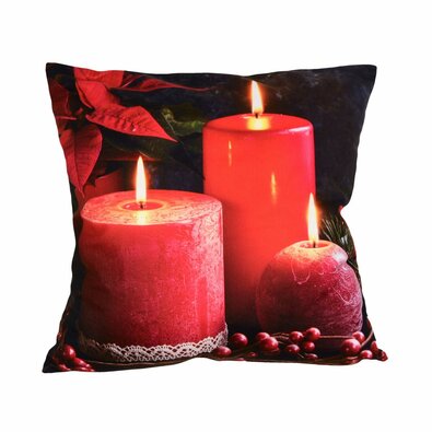 Świąteczna poszewka na poduszkę Czerwone świeczki, 40 x 40 cm