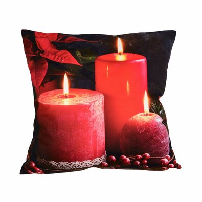 Weihnachts-Kissenbezug Rote Kerzen , 40 x 40 cm