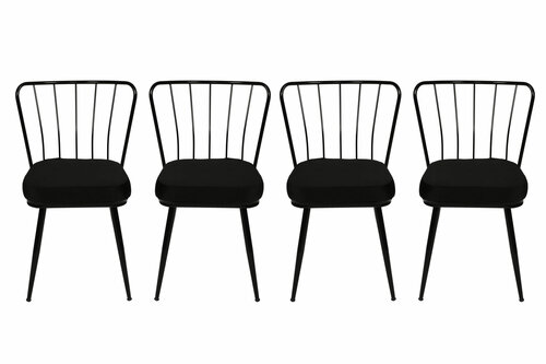 Esszimmerstuhl-Set Yildiz Black, 4 Stück