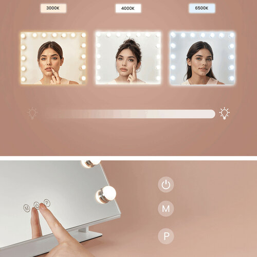 Kosmetické zrcadlo GLOW Frame se stmívatelným LED osvětlením a USB