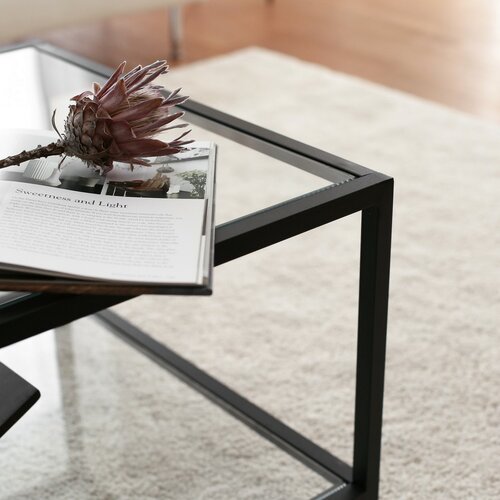 Couchtisch Astra Black mit dunklem Glas