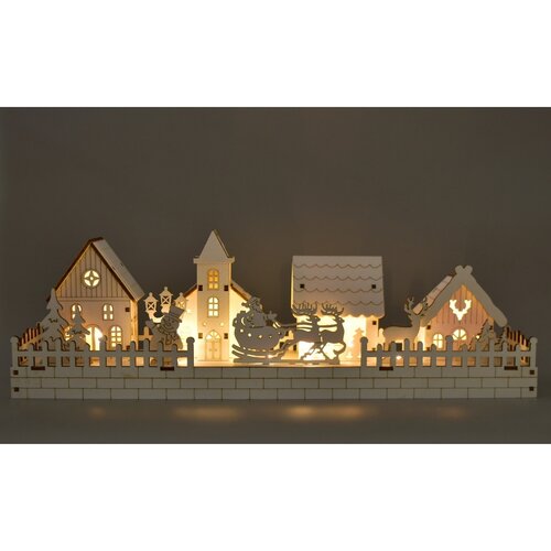 Vianočná svietiaca dekorácia Zasnežená dedinka, 40 x 13 x 8 cm, LED