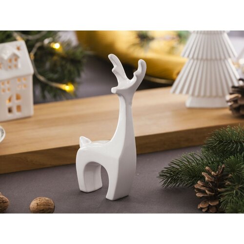 Altom Vianočná dekorácia Deer 9,5 x 19 cm, biela