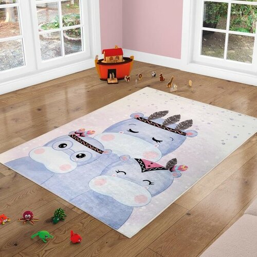 Bellatex Kinderteppich Nilpferd lila, 100 x 150 cm