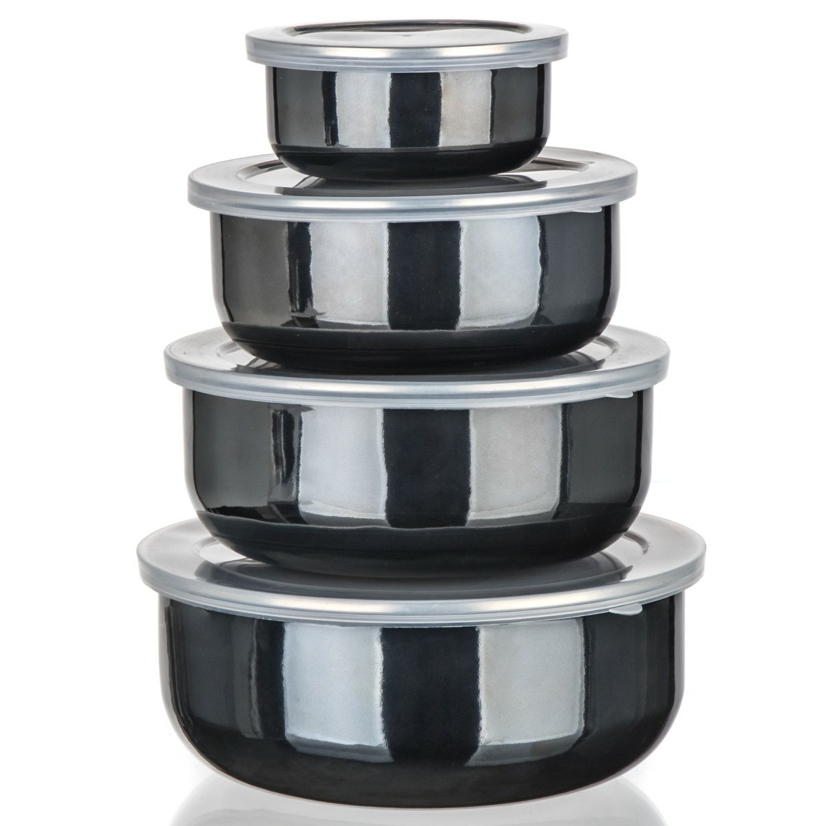 Banquet Súprava smaltovaných misiek METALLIC Black, 8 ks